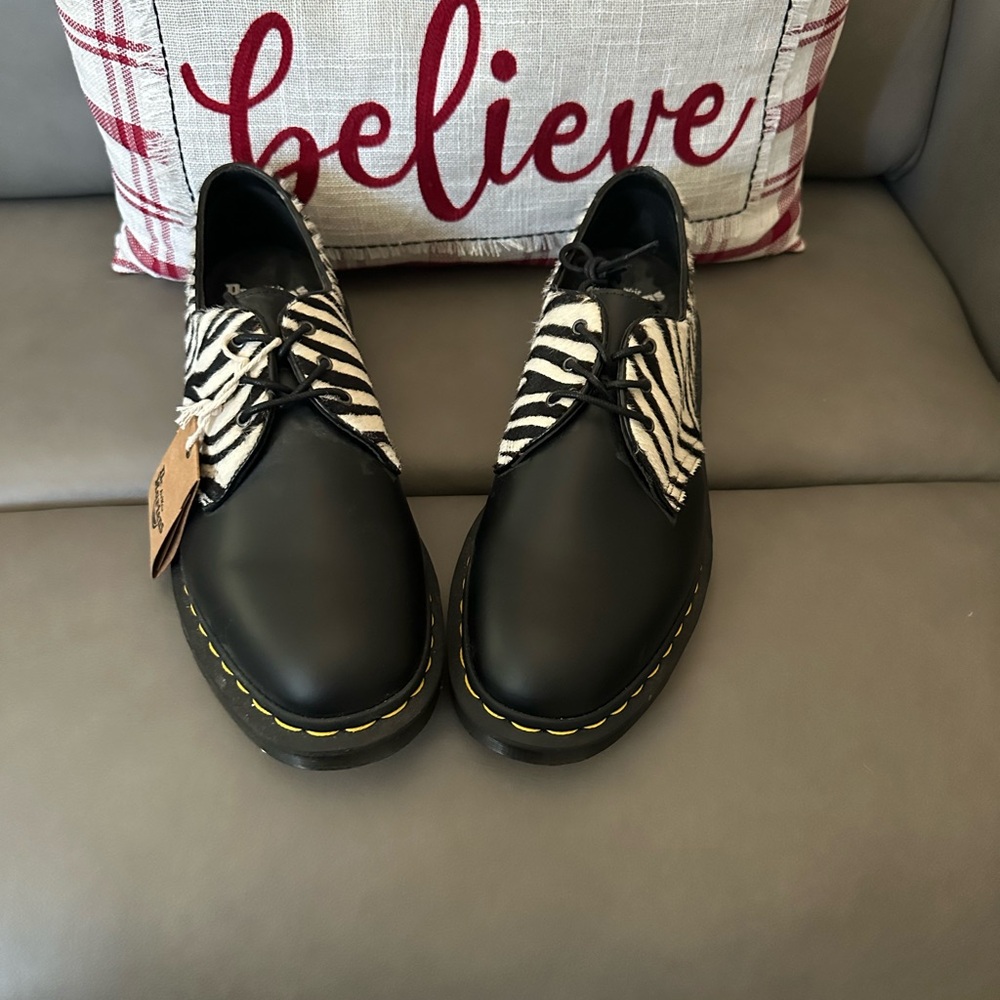 Dr. Martens Zebra Pattern Black Flats